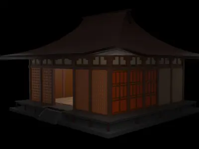Small Temple in oriental style Low-poly 3D model