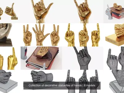 Collection of decorative statuettes of hands 3D Model Pack