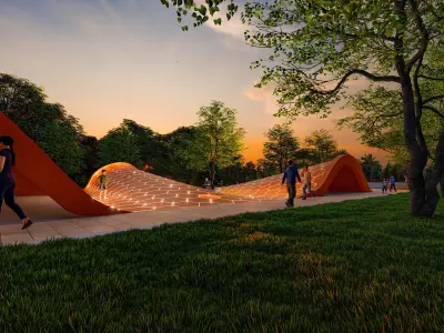 Park-Landscape illuminated park with people 3D model