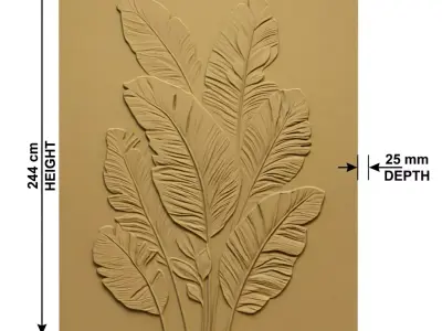Modern Tropical Relief Panel Wall Decor Set STL Mural CNC 355 3D model