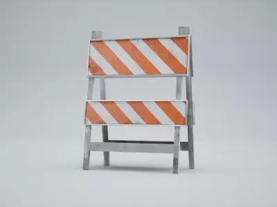Construction Barrier Realistic Low-Poly Low-poly 3D model