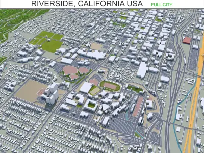 Riverside California USA 40km Low-poly 3D model