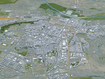 Jixi Heilongjiang China 30km Low-poly 3D model