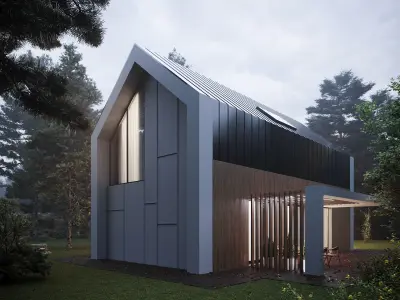 House in the woods Low-poly 3D model