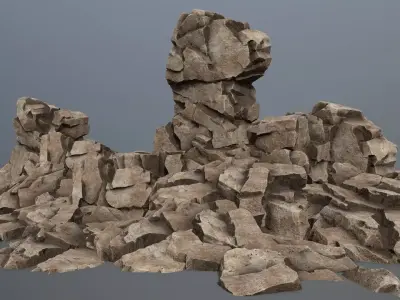 Stone rock Low-poly 3D model 2