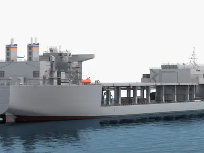  Sea Base Vessel with Open Deck Hangars on Water 