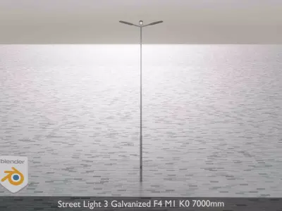 Street Light 3 Galvanized F4 M1 K0 7000mm Low-poly 3D model