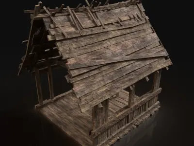 Next Gen AAA Wooden Roofing Cover Construction - Wood Storage Low-poly 3D model