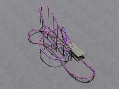 Roller coaster 3D model Low-poly 3D model