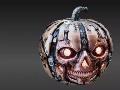 Cyber Jack Pumpkin Futuristic Halloween Sci-Fi Jack-O-Lantern 3D print model
