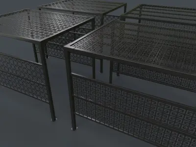 PBR Wooden Pergola Gazebo B2 Low-poly 3D model