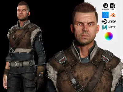 Realistic survival man scifi Low-poly 3D model