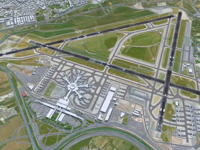 Ben Gurion Airport 10km Low-poly 3D model