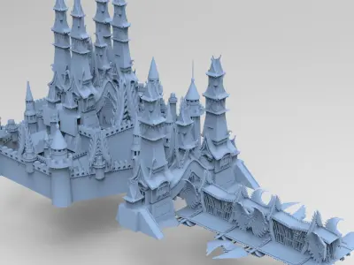 Han dynasty  stylised fortress 1 3D model