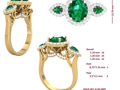 Diamond Ring for Women 3D print model 31