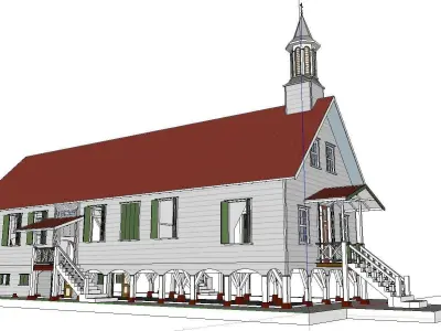 Architecture-Religion-God-Culture-Temple-074 church with stee... 3D model