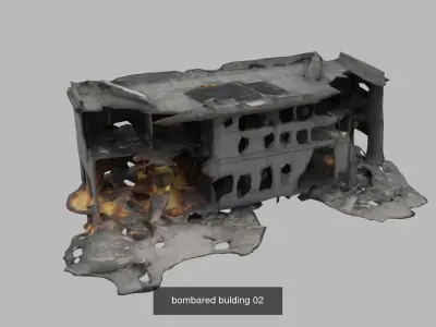 bombared buldings 06 items 3D Model Pack