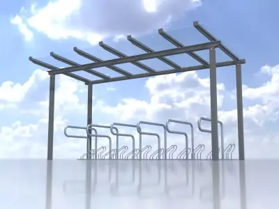 Bicycle parking with glass roof version 2 Low-poly 3D model