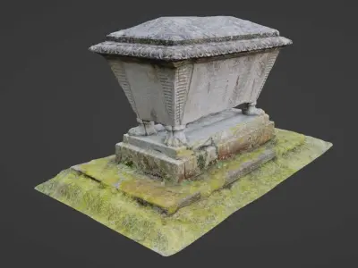 Tombstone Photo-Scanned Cemetery Graveyard Asset Low-poly 3D model