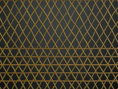  Golden Diamond Mesh Wire Fence PBR Seamless Texture