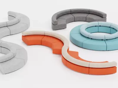 Modular Sofa Collection Low-poly 3D model