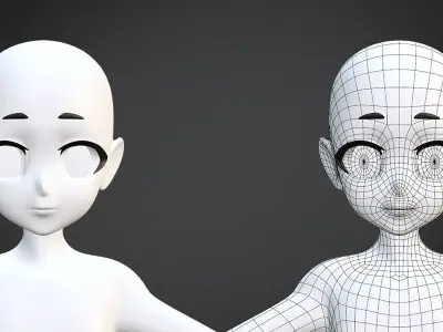 Customize Child Base Mesh-Anime Style Low-poly 3D model