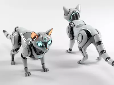 Cat Robot Cybernetic  Low-poly 3D model