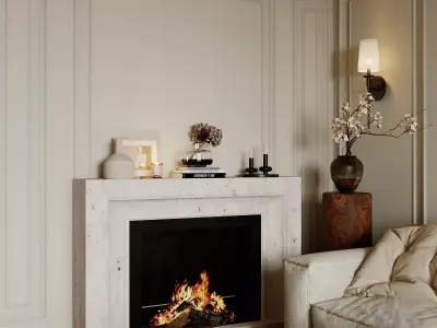 Elegant Classic Living and Dining Room Interior 060 3D model