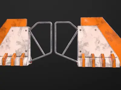 Turnstile 4 pair of orange earrings Low-poly 3D model