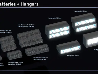 Spaceship Light Carrier Hatchet Low-poly 3D model
