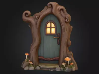 Enchanted Tree Doorway Mystical Fantasy Low-poly 3D model