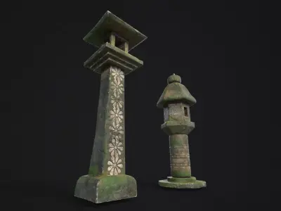 Forest Doro Japanese Lantern Low-poly 3D model