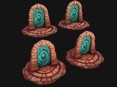 Medieval Portal Teleport in Jungle Ruins for Unreal and Unity Low-poly 3D model