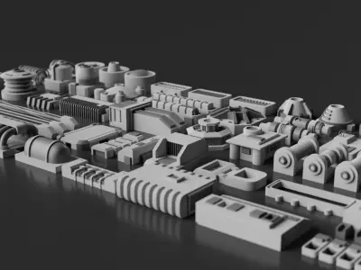 Low-Poly Greebles Pack Low-poly 3D model