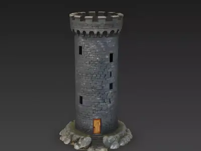 Ancient Isolated Stone Watchtower 3D Model Low-poly 3D model