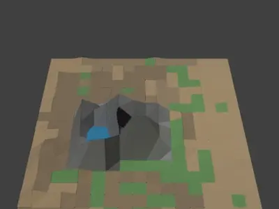 Low Poly Savanna mountain in minecraft Low-poly 3D model