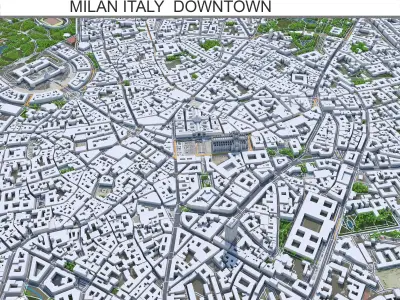 Milan Downtown Italy Low-poly 3D model