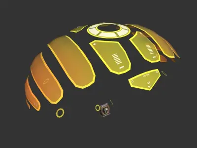 Scifi Parachute A06 Projection  - Character Accessories Design Low-poly 3D model