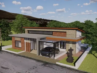 1 Floor Balinese Traditional House Design Full Interior  3D model