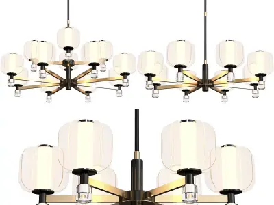 Jolli modern chandelier with glass shades 3D model