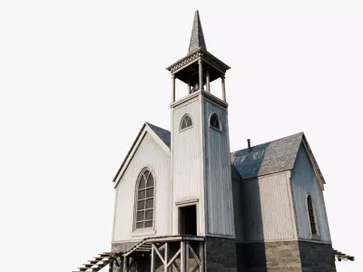 Cozy Gothic Church Full Interior Environment 25 Props Low-poly 3D model