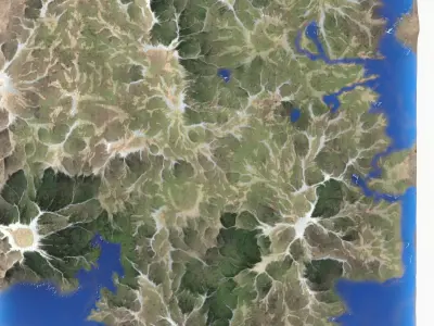 Landscape mountain and lake Low-poly 3D model