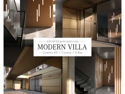 Modern Villa for Cinema 4D with Corona and V-Ray 3D model