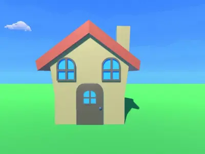 Cartoon house Low-poly 3D model 29
