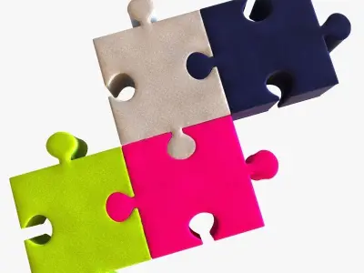 buzzi puzzle kids poufs 3D model