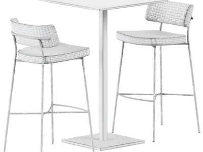 Bar Table Dado S70 by Mobliberica and Marlen Bar Chair by TrabA 3D model