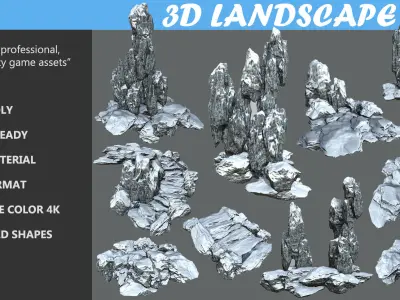 Low poly snow big rock formular Low-poly 3D model