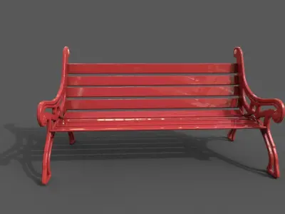 Street Bench Low-poly 3D model