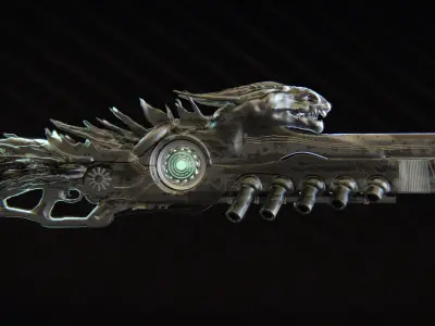 High-Detail Alien Blaster Weapon 3D model