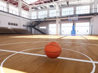 School Basketball Court Low-poly 3D model